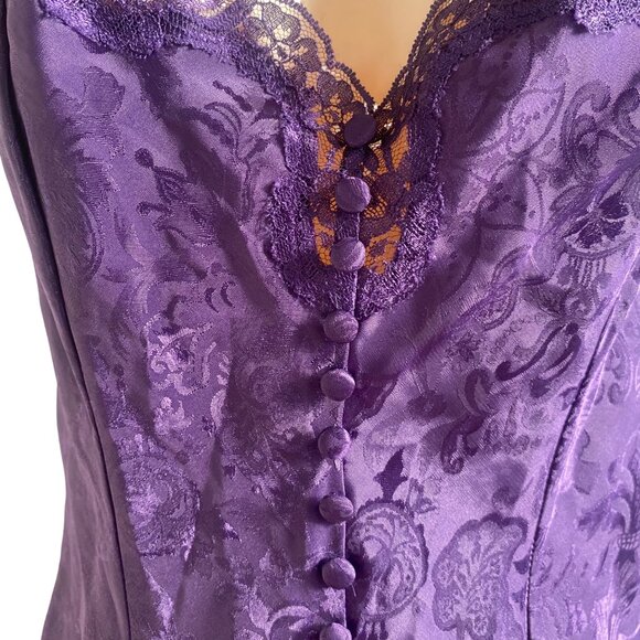 Victorias Secret Small Vintage Purple Satin & Lace Bodysuit Bows Sexy Gold Label - Picture 11 of 16